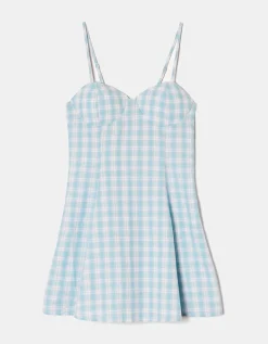 Robe Courte Bleue Imprimé Vichy^Tally Weijl New