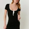 Robe Noire en Maille avec Surpiqûres contrastantes^Tally Weijl Discount