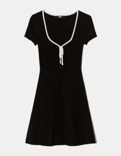 Robe Noire en Maille avec Surpiqûres contrastantes^Tally Weijl Discount