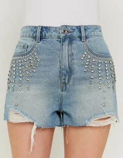 Short en Denim Taille Haute avec Strass^Tally Weijl Online