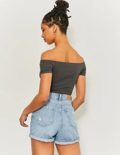 Short Mom en Jean Déchiré Taille Haute^Tally Weijl New