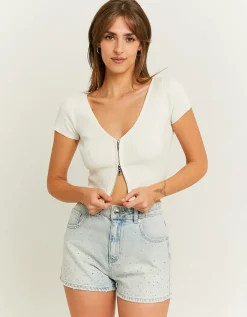 Short Mom Taille Haute avec Strass^Tally Weijl Sale