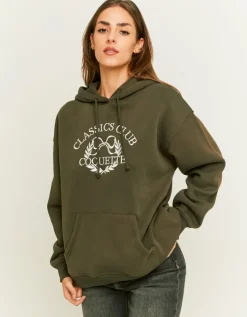 Sweat Oversized Khaki avec Impression à l'avant^Tally Weijl Hot