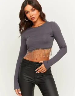 Top à manches longues avec strass^Tally Weijl Outlet
