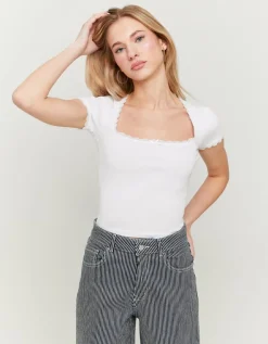 Top Basique avec Ourlets en Dentelle^Tally Weijl Hot