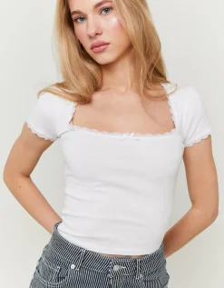 Top Basique avec Ourlets en Dentelle^Tally Weijl Hot
