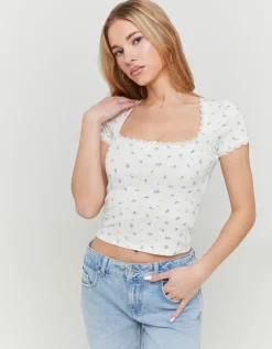 Top Floral Basique avec Ourlets en Dentelle^Tally Weijl New