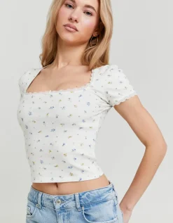 Top Floral Basique avec Ourlets en Dentelle^Tally Weijl New