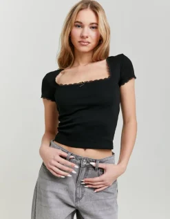 Top Basique avec Ourlets en Dentelle^Tally Weijl Discount