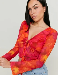 Top Noué en Mesh avec Imprimé Floral^Tally Weijl New