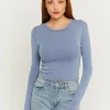 T-shirt à manches longues bleu Dye Wash^Tally Weijl New