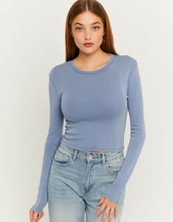 T-shirt à manches longues bleu Dye Wash^Tally Weijl New