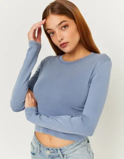 T-shirt à manches longues bleu Dye Wash^Tally Weijl New