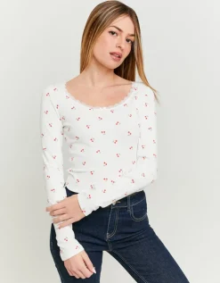 T-Shirt Basique avec Ourlets en Dentelle Imprimé Floral^Tally Weijl Best