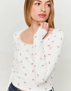 T-Shirt Basique avec Ourlets en Dentelle Imprimé Floral^Tally Weijl Best