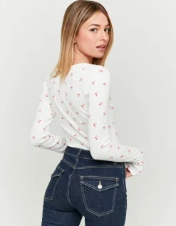 T-Shirt Basique avec Ourlets en Dentelle Imprimé Floral^Tally Weijl Best