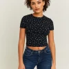 T-shirt basique côtelé à fleurs es^Tally Weijl Online