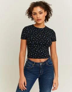 T-shirt basique côtelé à fleurs es^Tally Weijl Online