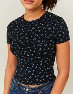 T-shirt basique côtelé à fleurs es^Tally Weijl Online