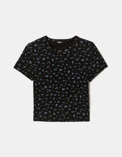 T-shirt basique côtelé à fleurs es^Tally Weijl Online