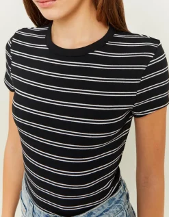 T-shirt basique côtelé à rayures^Tally Weijl Clearance