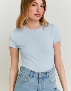 T-Shirt Basique Côtelé Clair^Tally Weijl Sale