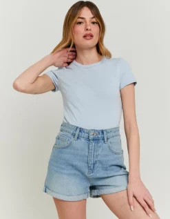 T-Shirt Basique Côtelé Clair^Tally Weijl Sale