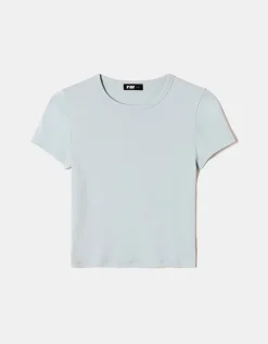 T-Shirt Basique Côtelé Clair^Tally Weijl Sale