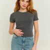 T-shirt basique effet délavé acide gris^Tally Weijl Online