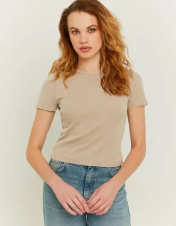 T-shirt basique effet délavé acide beige^Tally Weijl Clearance