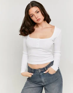 T-Shirt Basique avec Boutons^Tally Weijl Hot