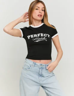 T-Shirt Court & Blanc Imprimé^Tally Weijl Hot