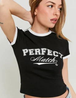 T-Shirt Court & Blanc Imprimé^Tally Weijl Hot