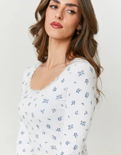 T-Shirt Fleuri avec Détail Dentelle^Tally Weijl Outlet