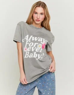 T-Shirt Gris Imprimé Délavé à l'Acide^Tally Weijl Hot