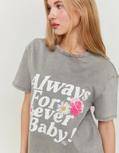 T-Shirt Gris Imprimé Délavé à l'Acide^Tally Weijl Hot