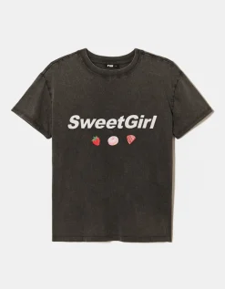 T-Shirt Gris Imprimé Délavé à l'Acide^Tally Weijl New
