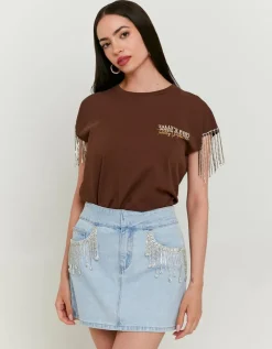 T-shirt Imprimé avec Chaînes en Strass^Tally Weijl Hot