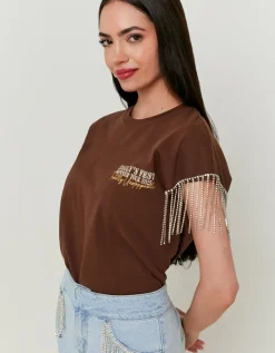 T-shirt Imprimé avec Chaînes en Strass^Tally Weijl Hot