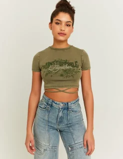 T-shirt imprimé délavé a lacets^Tally Weijl Fashion