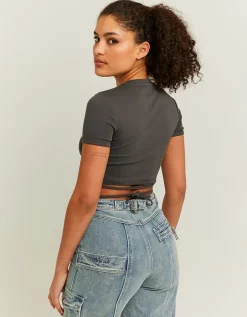 T-shirt imprimé délavé a lacets^Tally Weijl Outlet