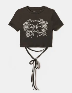 T-shirt imprimé délavé a lacets^Tally Weijl Outlet