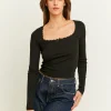 T-Shirt Basique avec Détail Dentelle^Tally Weijl Hot