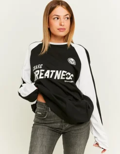 T-Shirt Imprimé et Manches Contrastantes^Tally Weijl Hot