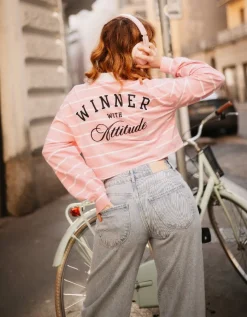 T-Shirt Rayé Imprimé avec Col Polo^Tally Weijl Discount