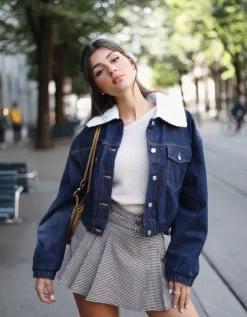 Veste en Jean Brut avec Col en Fausse Fourrure^Tally Weijl Online
