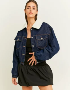 Veste en Jean Brut avec Col en Fausse Fourrure^Tally Weijl Online