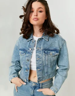 Veste en Jean Courte e à Carreaux en Strass^Tally Weijl Outlet