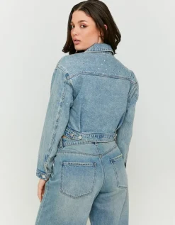 Veste en Jean Courte e à Carreaux en Strass^Tally Weijl Outlet