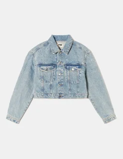 Veste en Jean Courte e à Carreaux en Strass^Tally Weijl Outlet